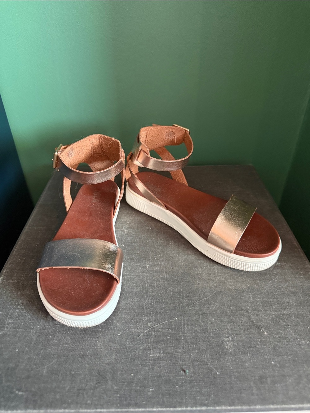 MIA Rose Gold Ankle-Strap Platform Sandals